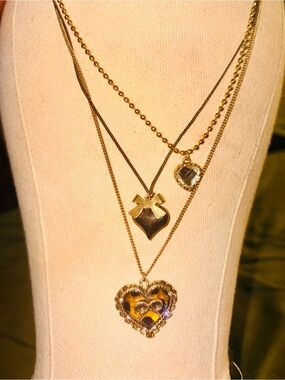 Vintage Betsey Johnson multi-strand layered charm necklace